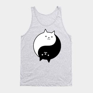 Cat Yin Yang Eastern Wisdom Religion - Chi Peaceful Black and White Cat Tank Top